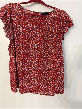 RACHEL Rachel Roy Red Floral Flutter Sleeve Blouse